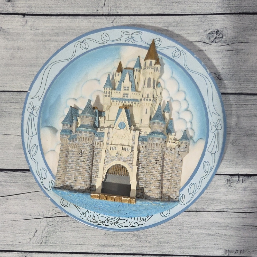 Disney Blue and Cream Castle 3D Ceramic Wall Plate